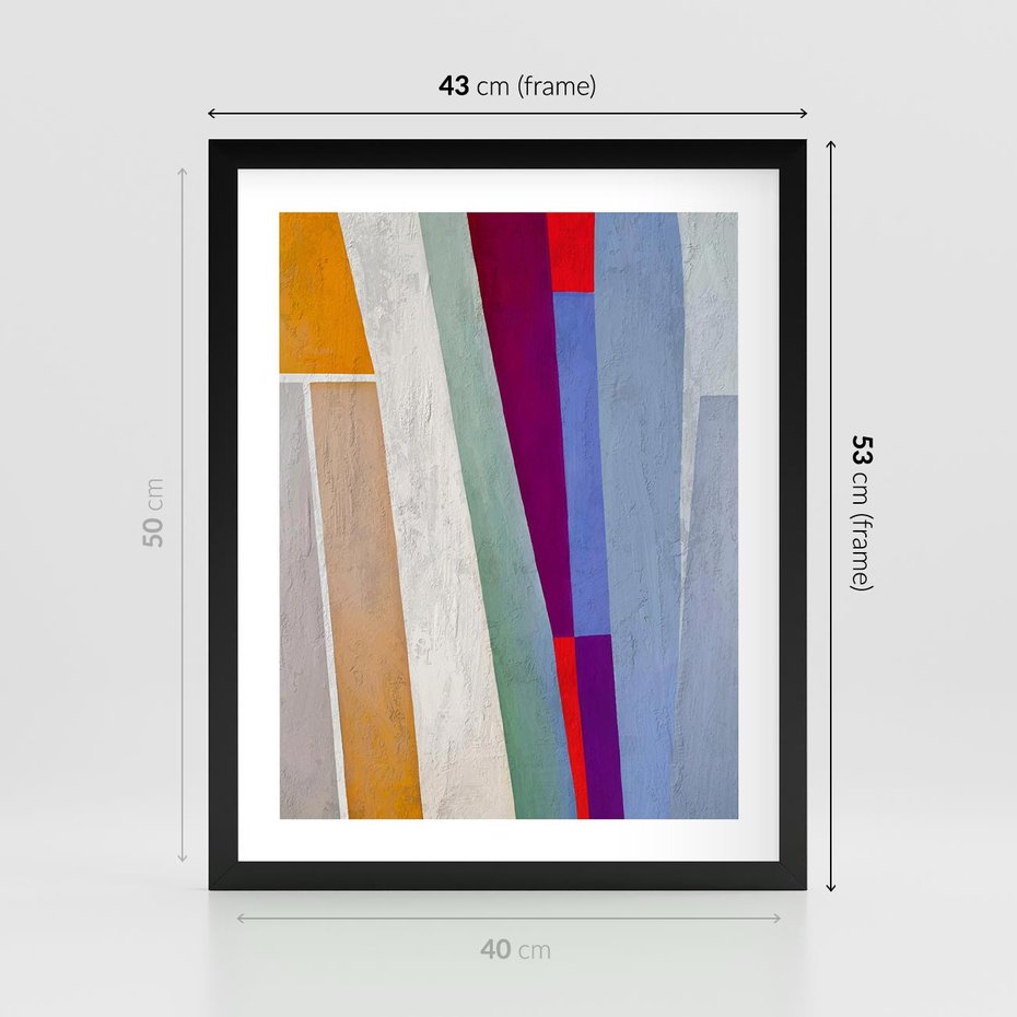 Plakat w ramie 40x50 - Księga Ukrytych Odbić - abstrakcyjne dziwne kształty, olejny obraz - rama czarna