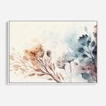 Obraz w ramie 120x80 - Nostalgiczne tańce pędzla - akwarelowe kwiaty, gałęzie - rama biała