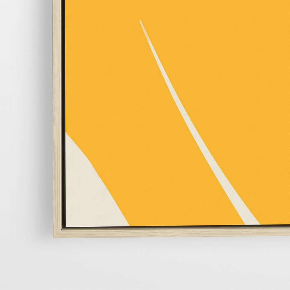 Obraz w ramie 80x80 - Migocące Formy - abstrakcyjny minimalistyczny obraz, żółta papryczka - rama drewno