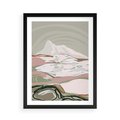 Plakat w ramie 50x70 - Szarawe Wzgórza - pastelowy krajobraz, nowoczesny plakat - rama czarna