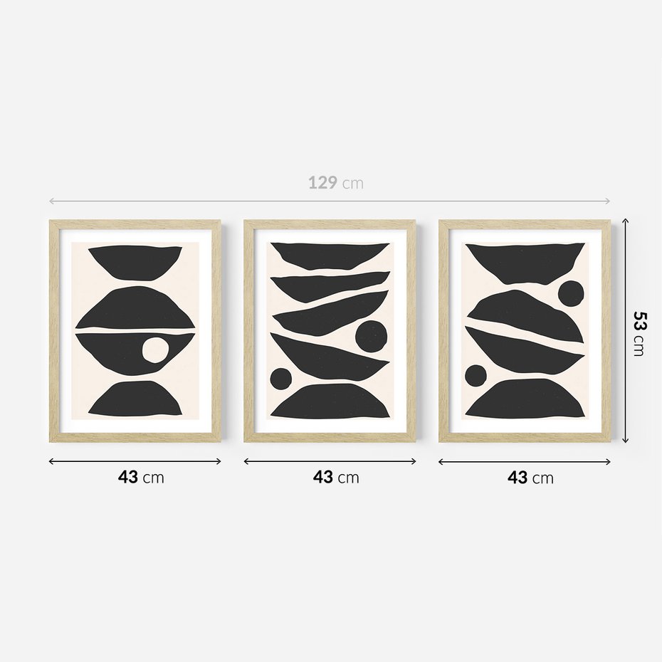 Zestaw obrazy w ramie 40x50 galeria - Abstrakcyjne, kształty, geometryczne - rama drewno