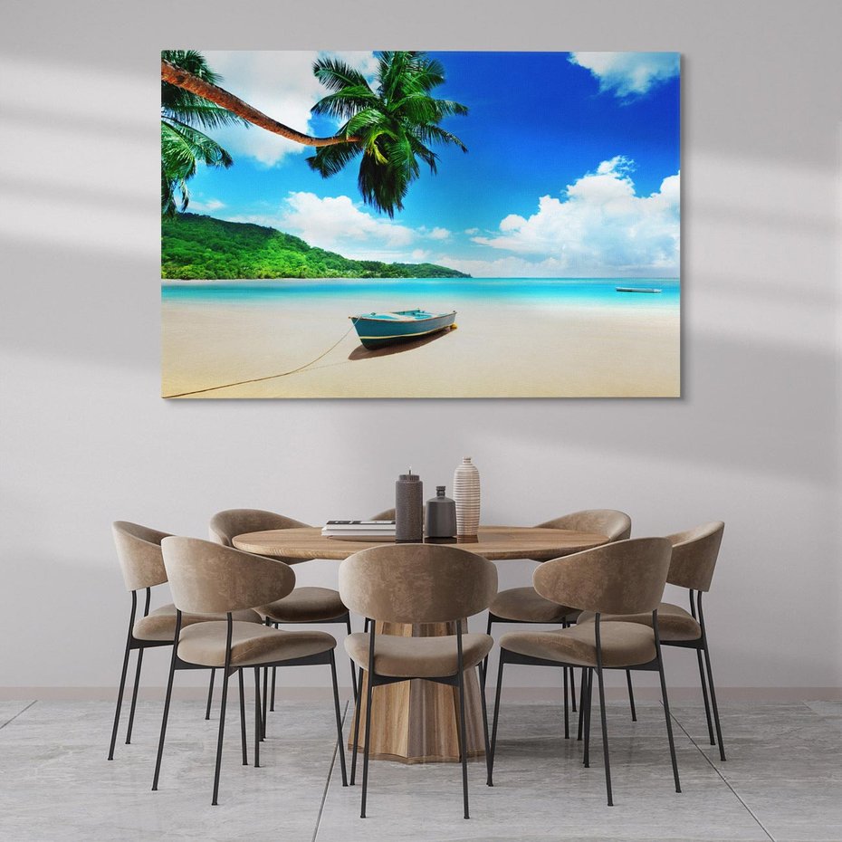Obraz na płótnie 70x50 - Raj na plaży z palmami - plaża, palma