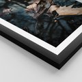 Plakat w ramie 30x40 - Jesienne Liście w Kałużach: Odbicie Natury - jesienne liście wkałuży, fotografia - rama czarna