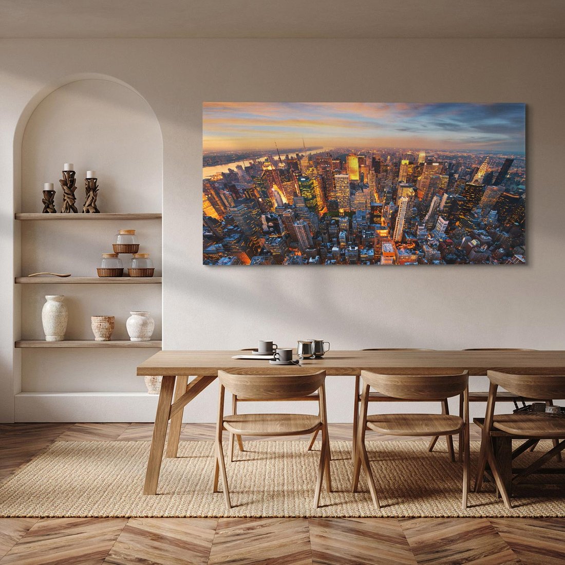 Obraz na płótnie 140x70 - Zachód słońca nad Nowym Jorkiem - New York, zachód