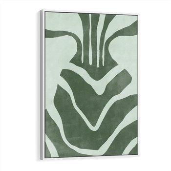 Obraz w ramie 70x100 - Zieleń Odpoczynku - zielony plakat, nieregularne splątane linie - rama biała