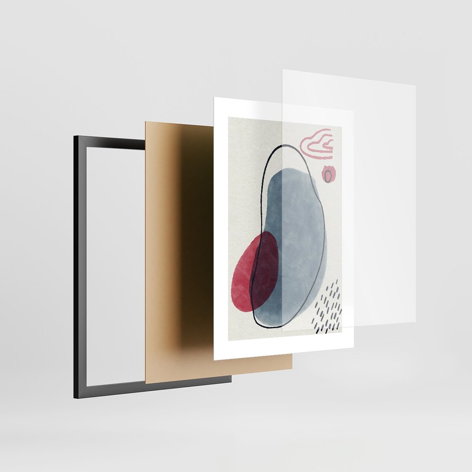 Zestaw obrazy w ramie 50x70 galeria - Grafika, akwarelowe, plamy - rama czarna