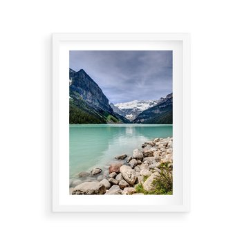 Plakat w ramie 40x50 - Górskie jezioro - spokój i piękno - jezioro, górskie - rama biała