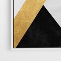 Obraz w ramie 50x70 - Pudrowe Abstrakcyjne Lustra - złote abstrakcyjne linie, szarość - rama biała