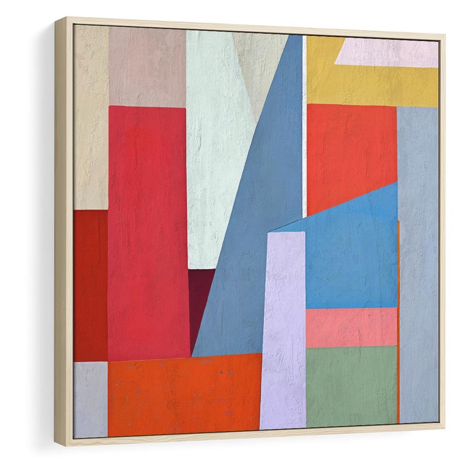 Obraz w ramie 50x50 - Migotliwe Nastroje Kształtów - różne geometryczne formy, olejny obraz - rama drewno
