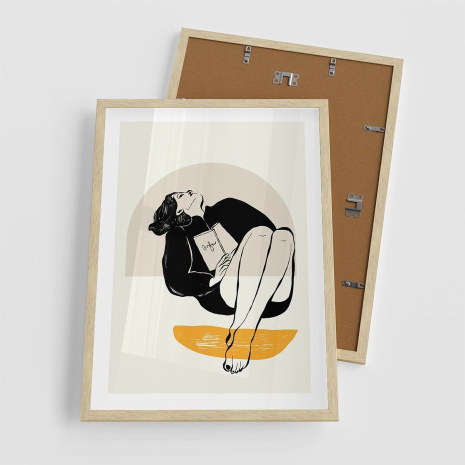 Plakat w ramie 50x70 - Kształt Kobiecego Portretu - grafika, kobieta - rama drewno