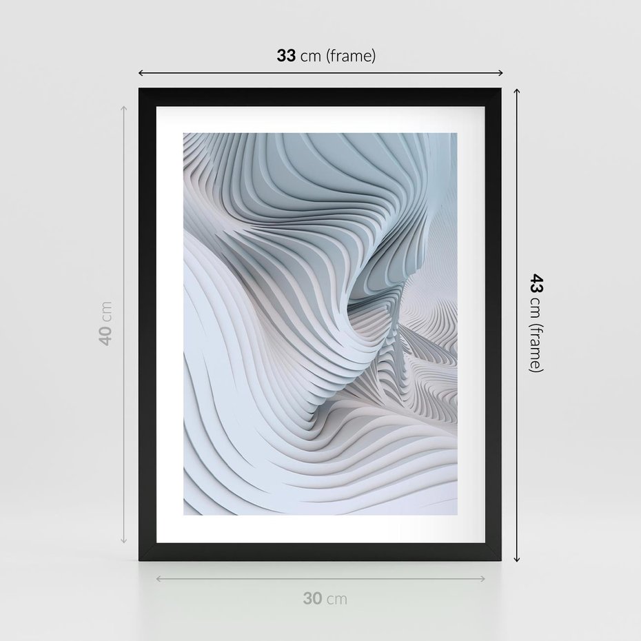 Plakat w ramie 30x40 - Abstrakcyjne Przestrzenie - geometria, 3D - rama czarna
