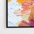 Obraz w ramie 50x50 - Kwiatowe Harmonie - zbliżenie na obraz olejny, gruba warstwa farby - rama czarna
