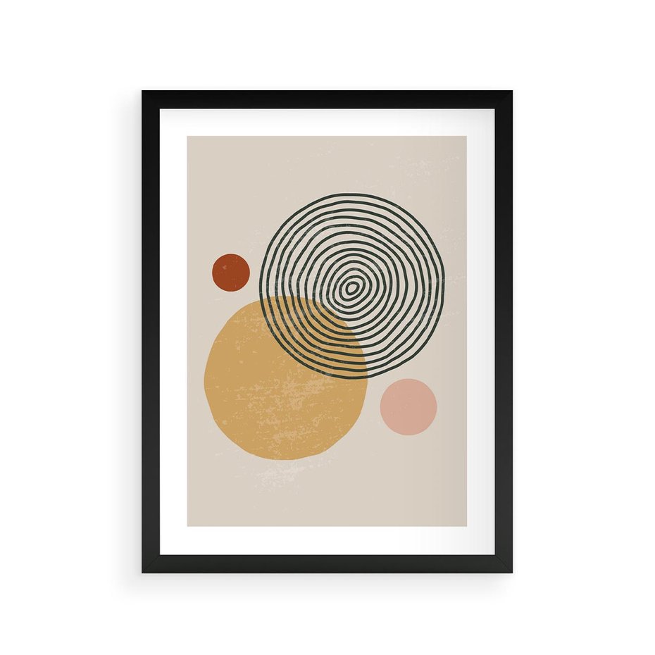 Plakat w ramie 30x40 - Boho Światło - abstrakcyjna sztuka, boho kształty - rama czarna