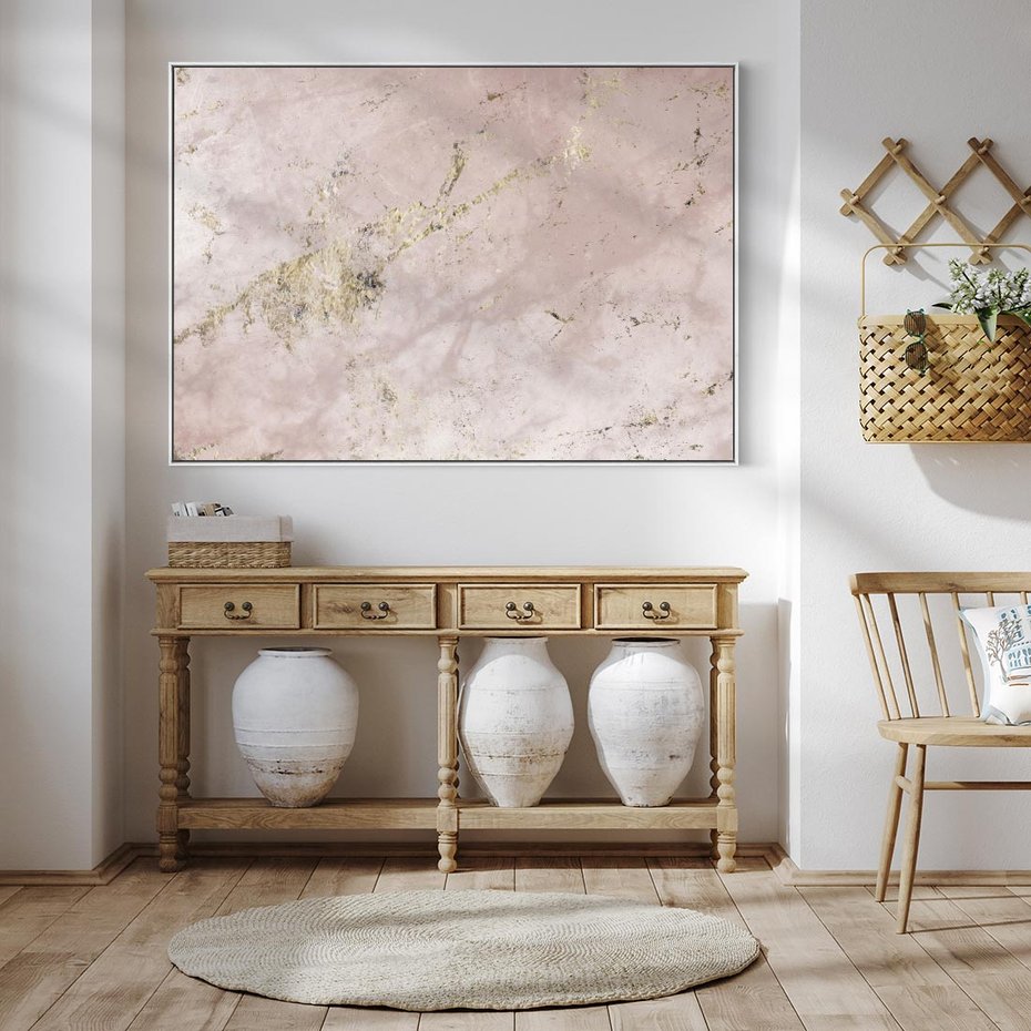 Obraz w ramie 100x70 - Piękno w Szczegółach - marmur, złoto - rama biała