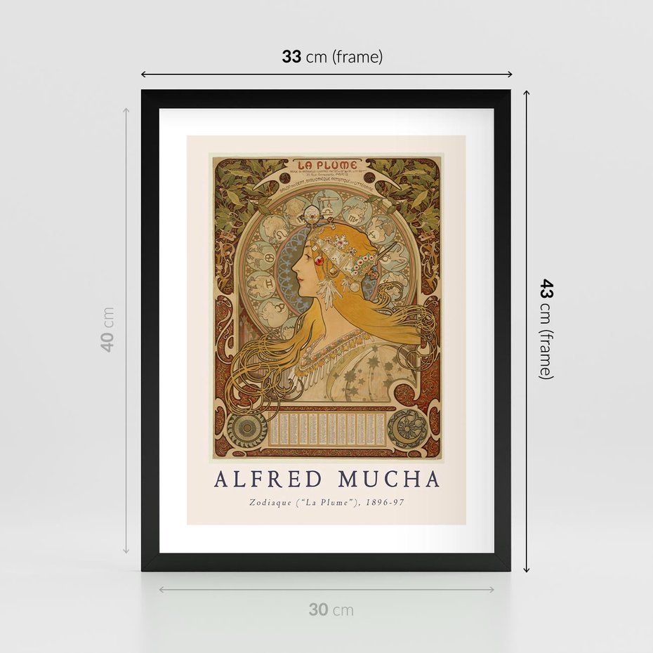 Plakat w ramie 30x40 - Mucha: Reprodukcja i Typografia na Plakacie - reprodukcja, alfons mucha - rama czarna