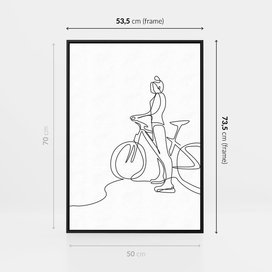 Obraz w ramie 50x70 - Minimalistyczna Przejażdżka - szkic, minimalizm - rama czarna