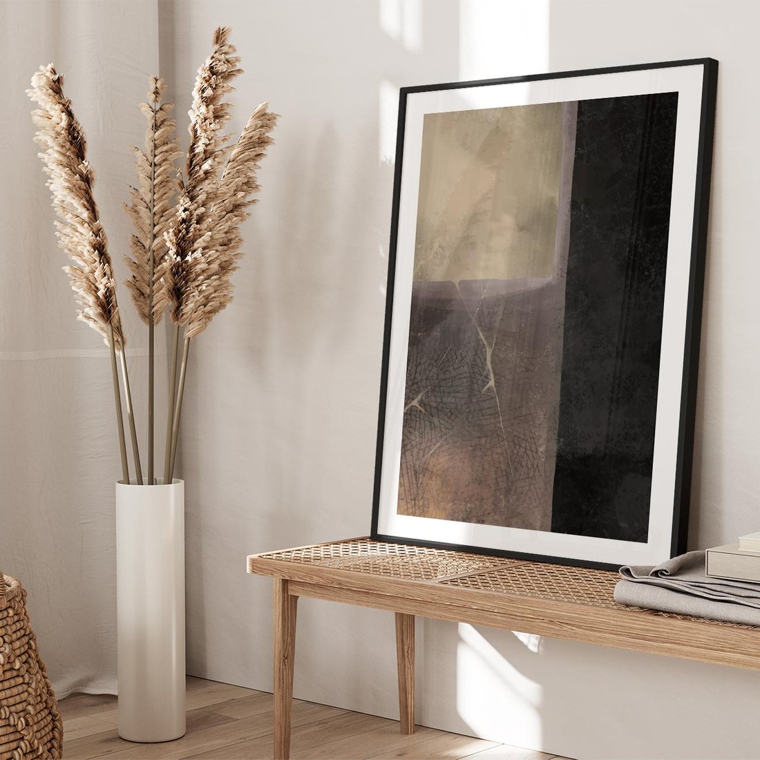 Plakat w ramie 50x70 - Kształty Urywane - mroczny plakat, nowoczesne wnętrza - rama czarna