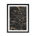 Plakat w ramie 50x70 - Egzotyczny Blask - marmur, złoto - rama czarna