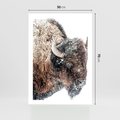Plakat bez ramy 50x70 - Obraz Dzikiej Przyrody w Śnieżnym Otoczeniu - żubr, śnieg