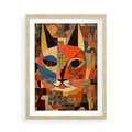 Plakat w ramie 50x70 - Impresje Nieznanych Odniesień - abstrakcyjny obraz olejny, kot - rama drewno