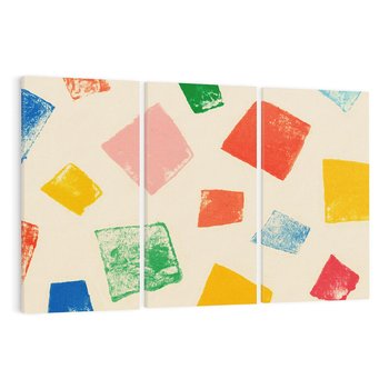 Obraz na płótnie 120x80 - Tęczowe Rytmy - kolorowe tęczowe kwadraty, wesoły kolaż