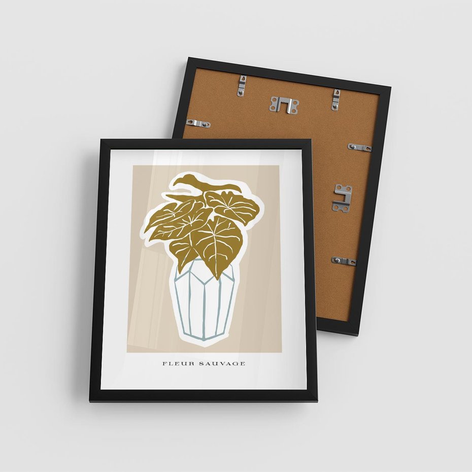 Plakat w ramie 40x50 - Rytmy Nowych Wizji - abstrakcyjne liście, tropikalne w wazonie - rama czarna