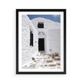 Plakat w ramie 50x70 - Santorini - Grecja błękitem malowana - Santorini, Grecja - rama czarna