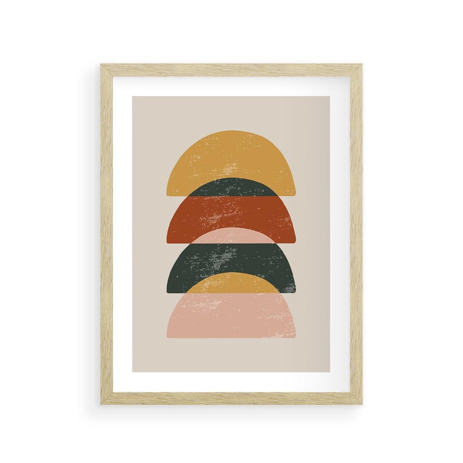 Plakat w ramie 30x40 - Energetyczne Wzory - nowoczesny plakat, abstrakcyjne kształty - rama drewno