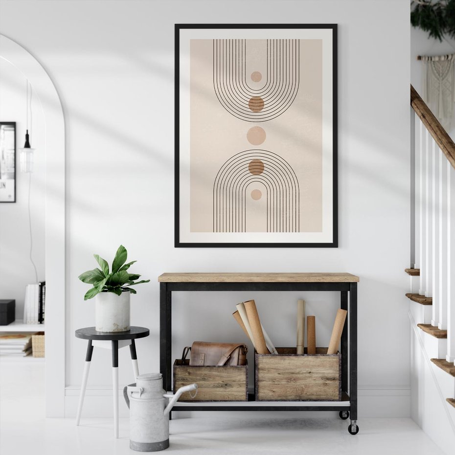 Plakat w ramie 40x50 - Zgeometryzowane Wizje - boho plakat, minimalizm - rama czarna