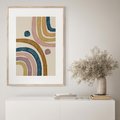 Plakat w ramie 40x50 - Kształtujące Inspiracje - abstrakcyjne tęcze, kompozycja - rama drewno