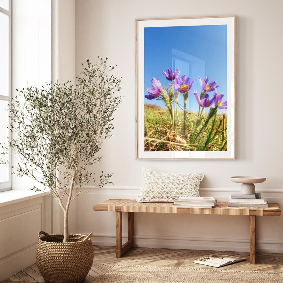 Plakat w ramie 30x40 - Kwiatowa siła łąki - kwiaty, łąka - rama drewno