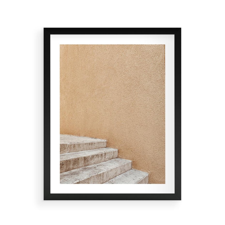 Plakat w ramie 40x50 - Schod w Beżu - schody, minimalizm - rama czarna