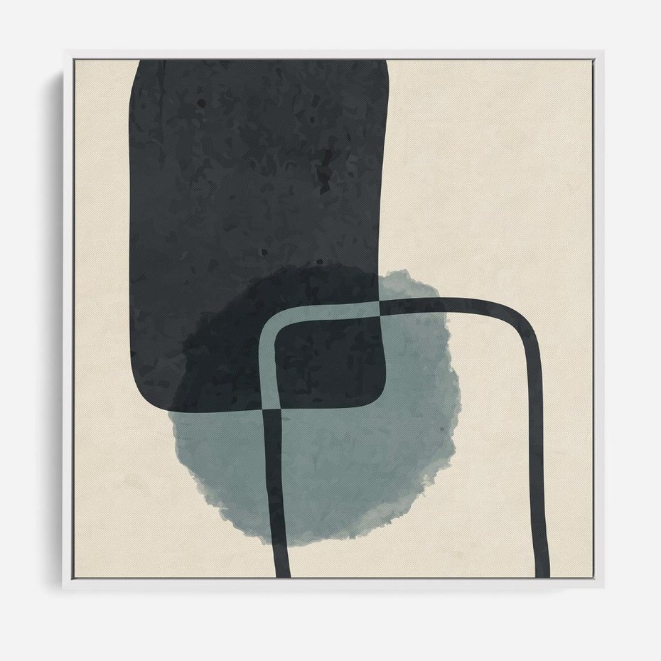 Obraz w ramie 80x80 - Migotliwe Refleksje - abstrakcyjne nieregularne kształty, minimalistyczny plakat - rama biała