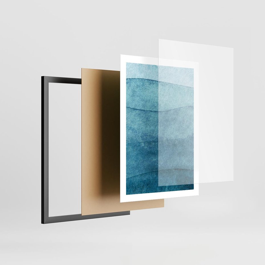 Plakat w ramie 50x70 - Kolorowe fale akwareli - akwarela, fale - rama czarna