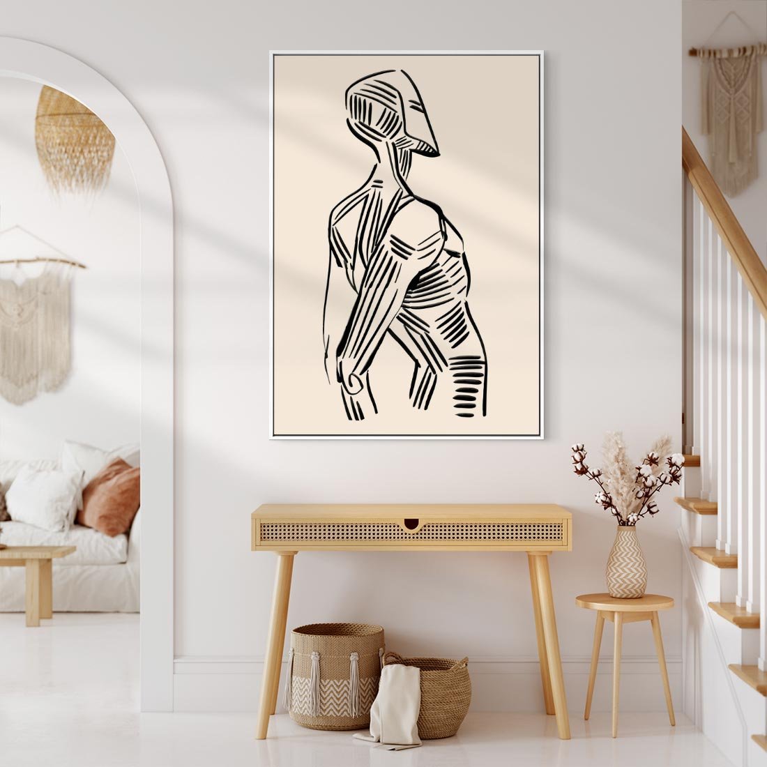 Obraz w ramie 70x100 - Eksploracja Wizualna - szkic, czarno biały - rama biała