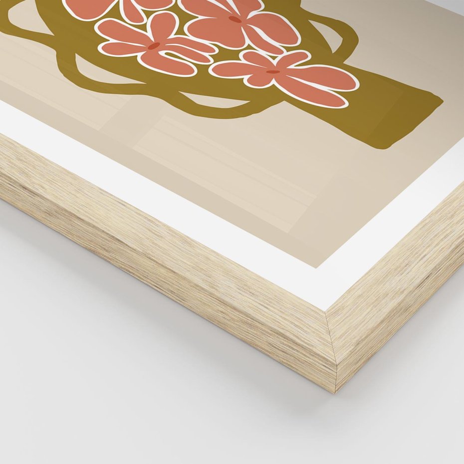 Plakat w ramie 30x40 - Rozbijające Formy - abstrakcyjny plakat, kwiaty na wazonie - rama drewno