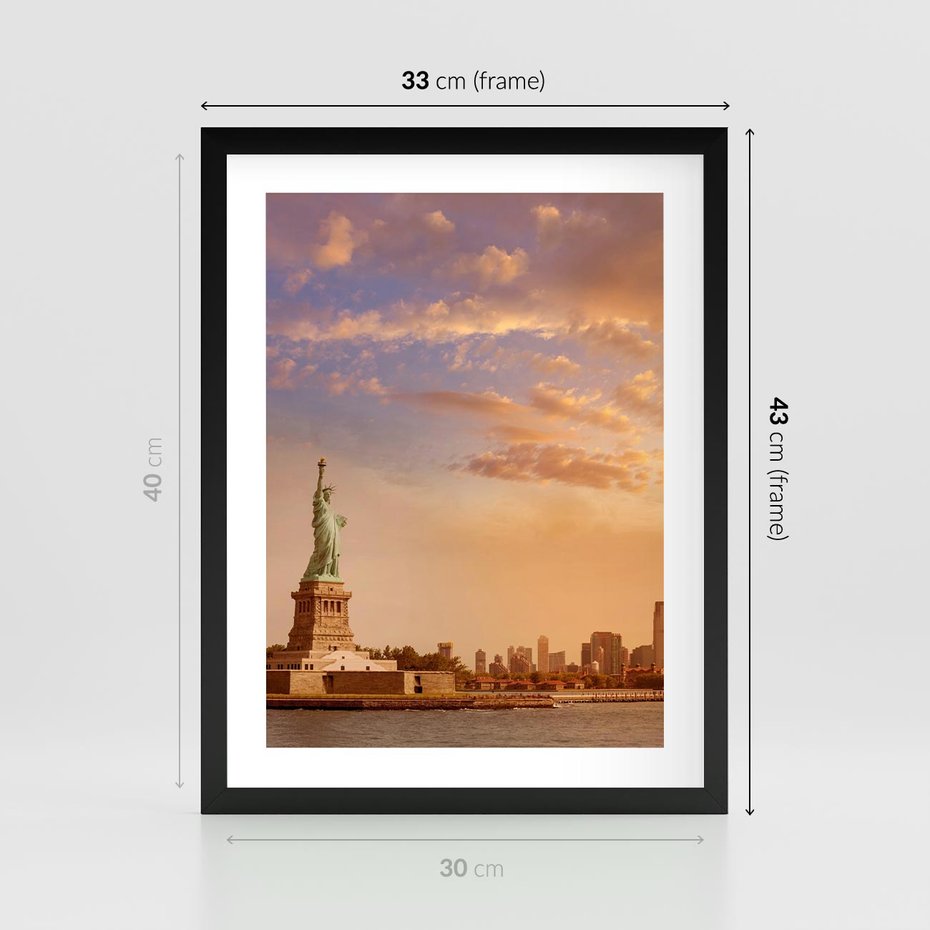 Plakat w ramie 30x40 - Statua wolności w Nowym Jorku - Nowy Jork, statua - rama czarna