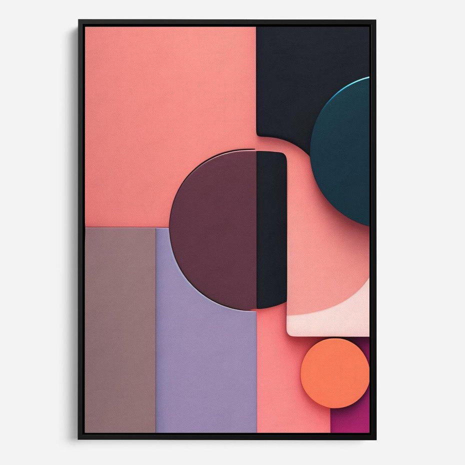 Obraz w ramie 70x100 - Przenikanie przestrzeni czasu - abstrakcja, geometria - rama czarna