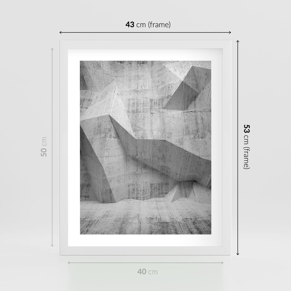 Plakat w ramie 40x50 - Geometryczna harmonia sztuki - geometria, sztuka - rama biała