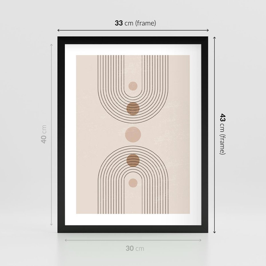 Plakat w ramie 30x40 - Zgeometryzowane Wizje - boho plakat, minimalizm - rama czarna