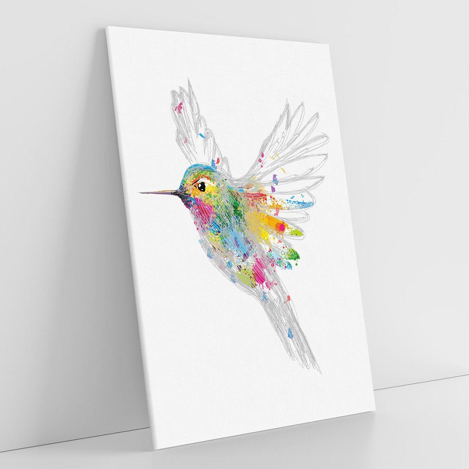 Obraz na płótnie 50x70 - Koliber w akwareli - akwarela, koliber