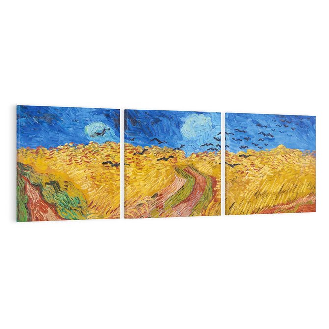 Obraz na płótnie 150x50 - "Wheatfield with Crows" (1890) Vincent van Gogh - Reprodukcja - reprodukcja, obraz na płótnie