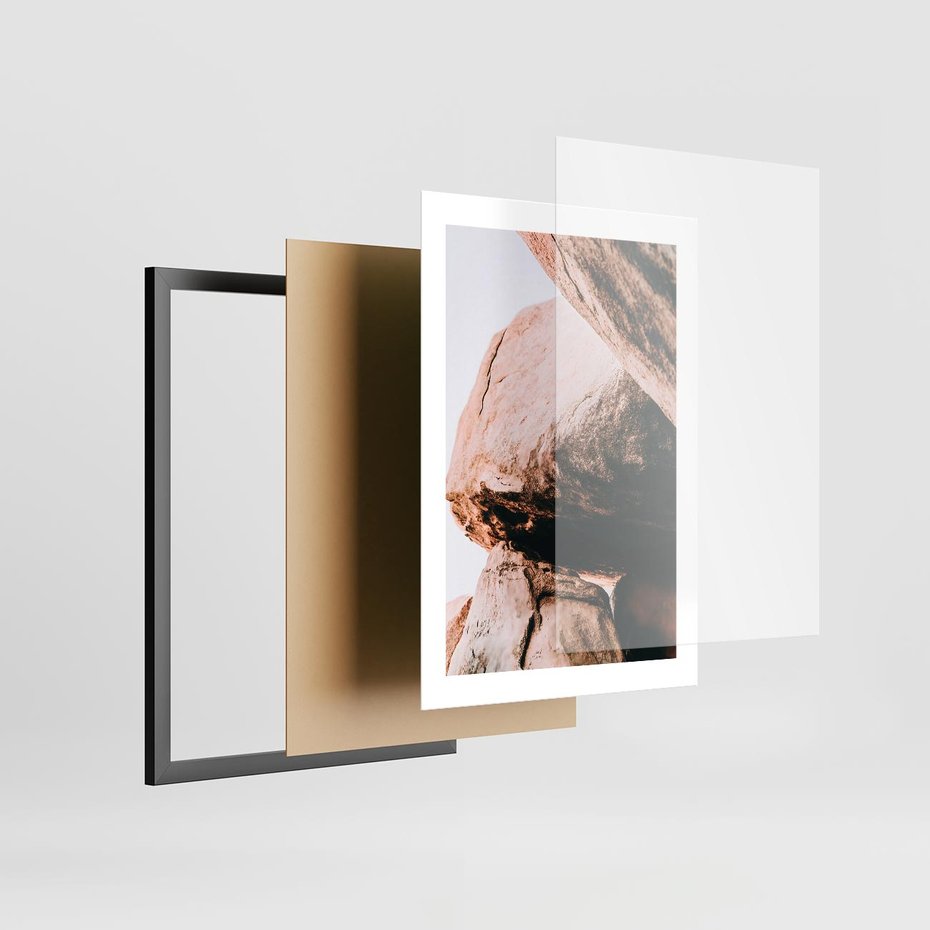 Plakat w ramie 30x40 - Tekstura Brązu - skały, głazy - rama czarna