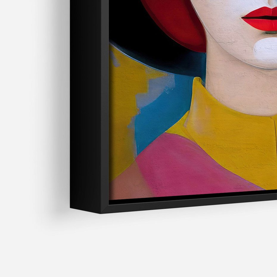 Obraz w ramie 70x100 - Kształtujące Widzenia - abstrakcyjny obraz olejny, portret twarzy kobiety - rama czarna