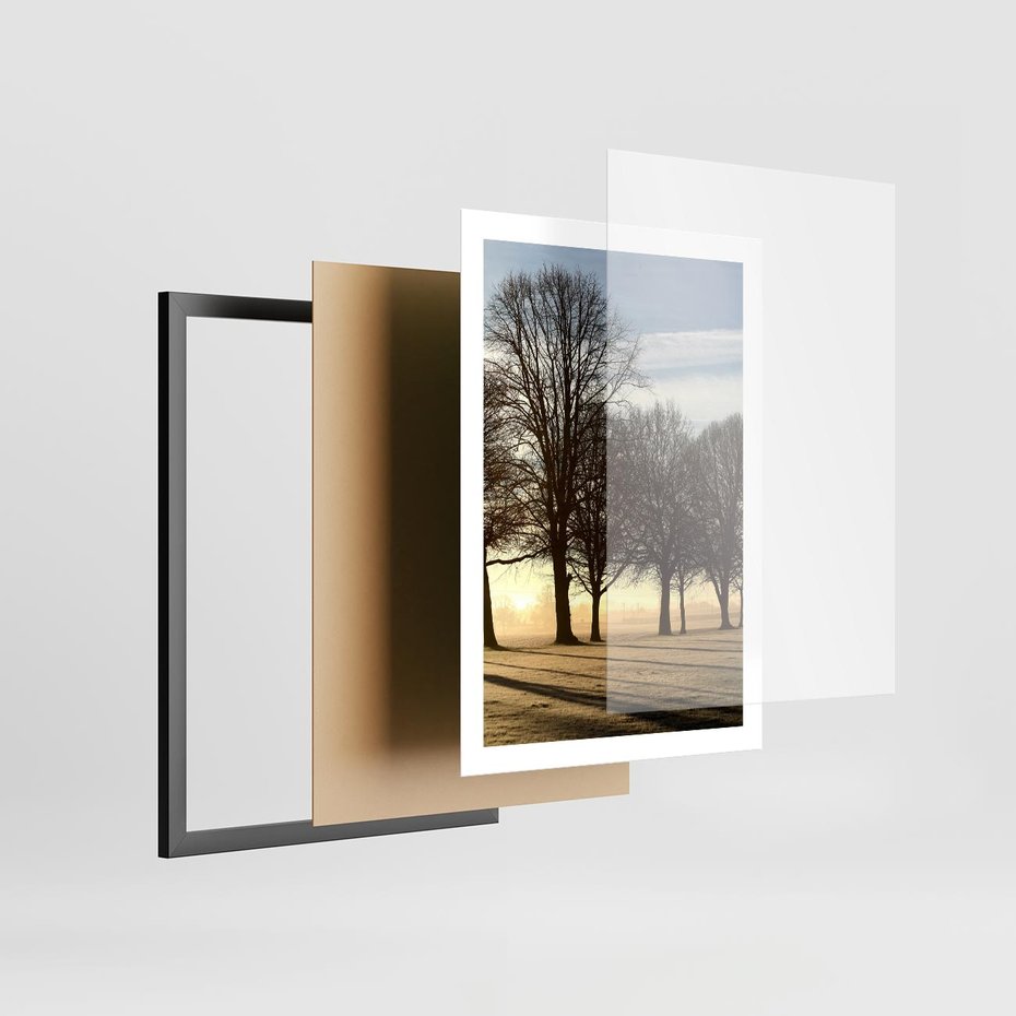 Plakat w ramie 50x70 - Siła natury - drzewa, pole - rama czarna