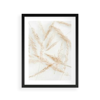 Plakat w ramie 50x70 - Pampas w Stylu Boho: Kompozycja Natury - suche trawy, pampas - rama czarna