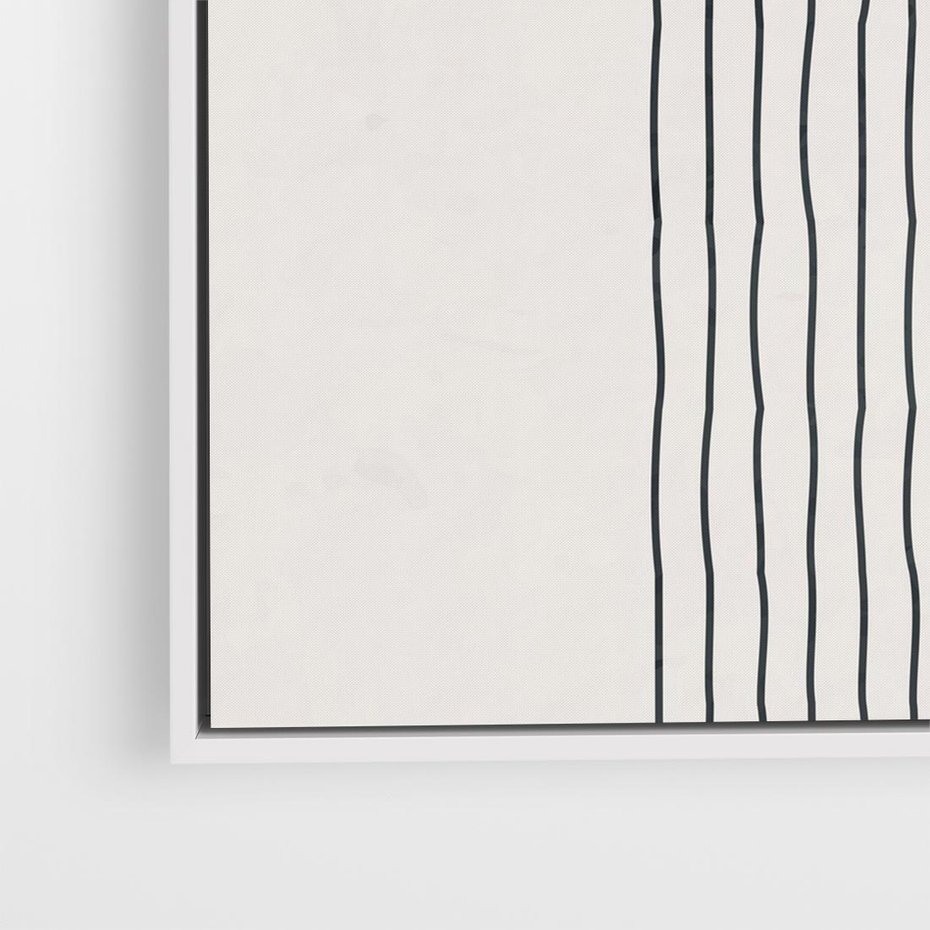 Obraz w ramie 50x50 - Bezczasowe Wspomnienia - abstrakcyjna akwarelowa plama, nieregularne kreski - rama biała