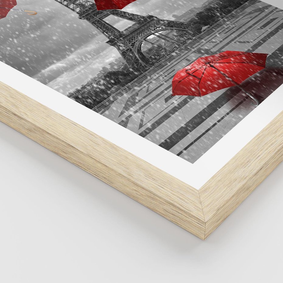 Plakat w ramie 50x70 - Czarno-biała magia Eiffla - Eiffla, Paryż - rama drewno