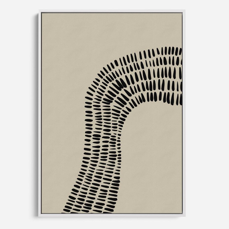 Obraz w ramie 80x120 - Migotliwa Innowacyjna Ekspresja - boho plakat, czarne kropki kreski - rama biała