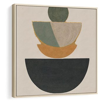 Obraz w ramie 80x80 - Podróżne Refleksyjne Odbicia - abstrakcyjny obraz, kolory ciepłe - rama drewno